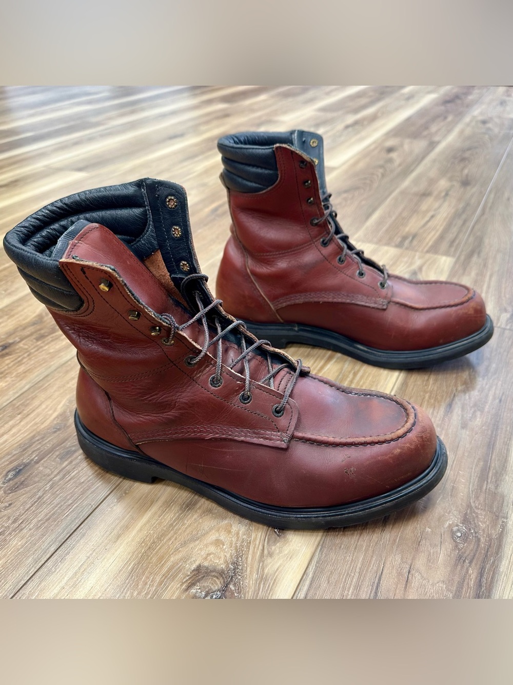 Red Wing Shoes Made in USA 402 Moc Toe SuperSole Leather 8” Work Boots, Size 13